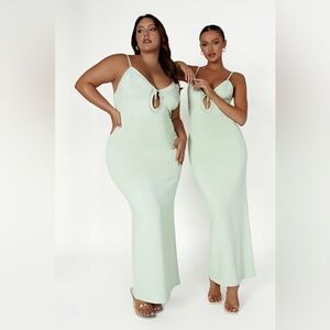 Meshki MAIA Pointelle Knit Maxi Dress - Pistachio Green Sz XL NWT